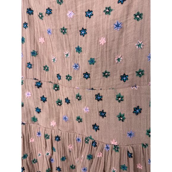 Free People Mini Dress Women S Mauve Pink Bubble Hem Floral Embroidered Cottage - Picture 6 of 11